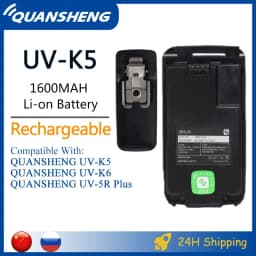 Quansheng UV-K5 Battery UV-K6 UV-K5(8) UV-K58 Walkie Talkie Original BPK5 Li-ion DC 7.2V 1600mAh Rechargeable Battery Belt Clip