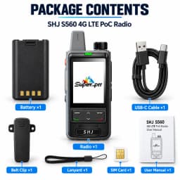 SHJ S560 4G LTE PoC Walkie Talkie, Lifetime Free SIM+Super-PTT Platform, 5000km Group/Private Call Two Way Radio 2.4in USB-C SOS