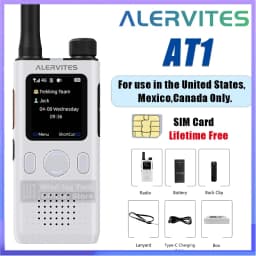 ALERVITES AT1 PoC Global Walkie Talkie Nationwide Coverage Unlimited Distance 4G LTE USB-C Charging US/EU Ultra-light Thin Radio