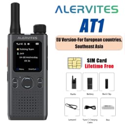 ALERVITES PoC AT1 Global Walkie Talkie Baofeng Radio 4G LTE EU/US Version Optional Group Call Support Multi-Language Menu USB-C