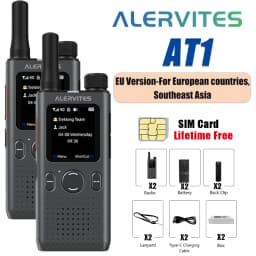 ALERVITES PoC AT1 Global Walkie Talkie Baofeng Radio 4G LTE EU/US Version Optional Group Call Support Multi-Language Menu USB-C