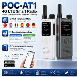 ALERVITES PoC AT1 Global Walkie Talkie Baofeng Radio 4G LTE EU/US Version Optional Group Call Support Multi-Language Menu USB-C