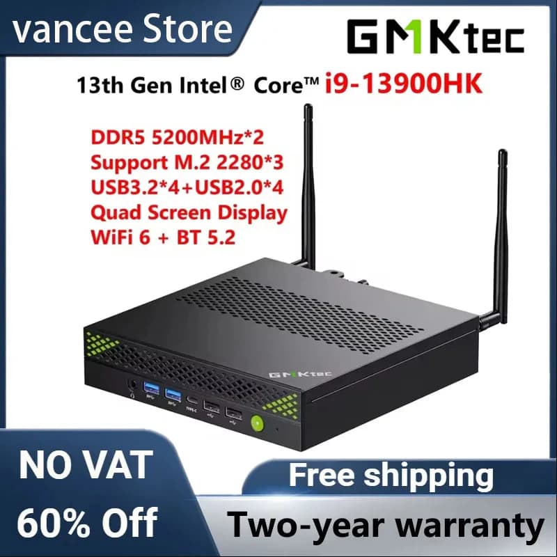 GMKtec K10 NucBox Mini PC Intel I9-13900HK DDR5 WiFi 6 BT5.2 Windows 11 Pro PCIe NVMe M.2 2280 HDMI2.0 Desktop Gaming Computer
