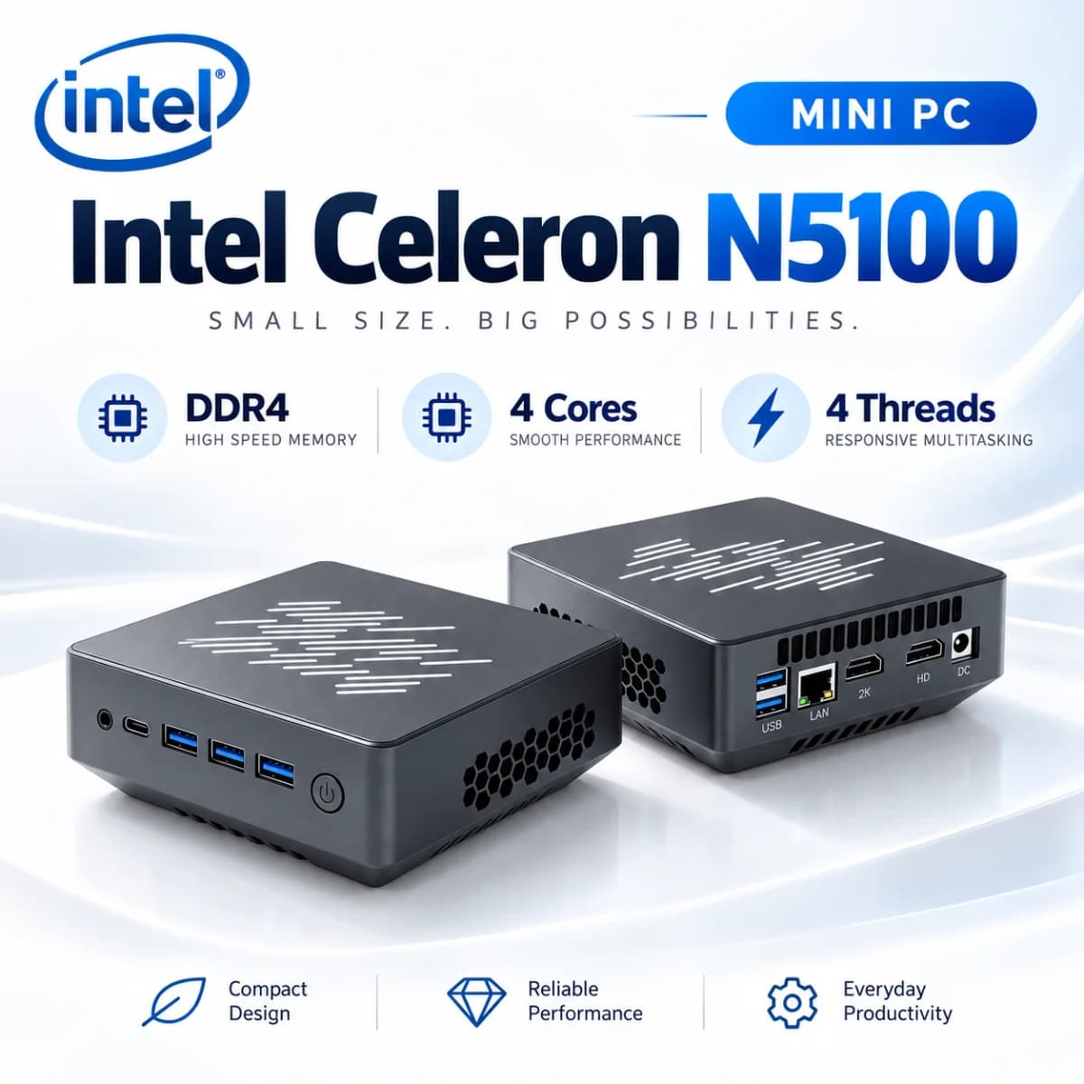 SZBOX MINI PC Intel Celeron N5100 Windows11 PRO 16GB 32GB 1TB DDR4 M.2 NVME SSD WIFI 6 BT5.2 Office Desktop Computer MINI Laptop