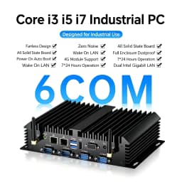 MSECORE MK600 Fanless Industrial Mini PC Intel i7β5500U Dual Gigabit LAN RS232 6*COM/2*COM HDMI VGA WiFi DDR3L Windows 10 Linux