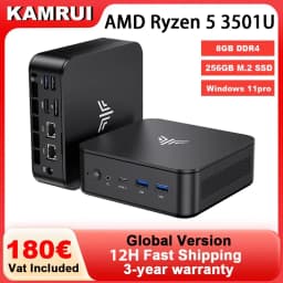 KAMRUI Mini PC Ryzen 5 3501U 8GB DDR4 256GB M.2 SSD Windows11Pro WiFi5 Dual 4K Display Mini Desktop Computer for Office Business