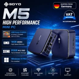 SOYO M5 MINI PC Windows11AMD Ryzen 3 4300U DDR4 16GB RAM 512GB M.2 SSD Desktop Computer BT5.0 WIFI5 HDMI TYPE-C USB Compact High-End Mini Computer for Business & Gaming