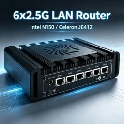 6x Intel i226‑V 2.5G LAN Firewall Mini PC Intel N150 J6412 Metal Industrial Computer PC With Fan COM DDR4 M.2 SSD Home Server