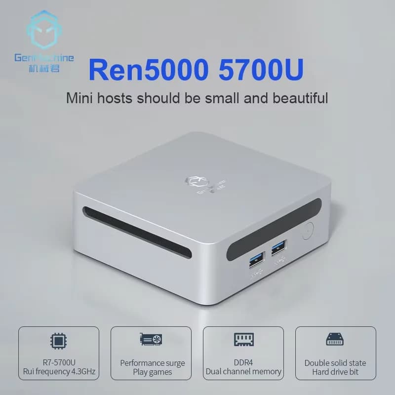 2026 GenMachine Mini PC R7 5700U 4800H Support Windows 11 DDR4 3200MHz AMD WiFi6 BT5.2 Pc Gamer Diy Gaming Computer Ordenador