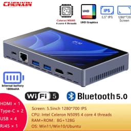H55N 5.5' Touchscreen Mini PC Intel N5100 4-Core 8GB DDR4 128GB SSD Windows11 1920x1200 IPS WiFi6 BT5.0 4xUSB 3.0 Type-C Mini PC