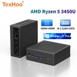 Texhoo MINI PC AMD Ryzen 5 3450U R3 3250U DDR4 8G 2400Mhz 256G SSD Pcle3.0 WIFI5 Double 4K Display 1xLAN Computer Barebone PC