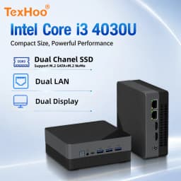 TexHoo Mini PC Intel I3 4th 4030U CPU 8G RAM 256G ROM Dual Display Double LAN Dual M.2 Windows 10 Desktop Computer WiFi5 BT4.2