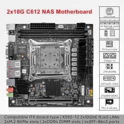 Topton 2x 10GbE LAN C612 ITX NAS Motherboard Intel LGA2011-3 XEON E5 V4 V3 Max 10*SATA 4*NVMe PCIE X16 Firewall Server Mainboard