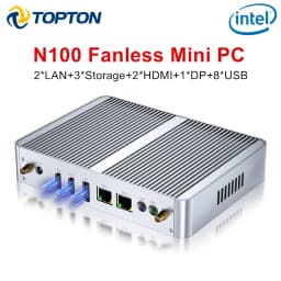 Topton M4 Fanless Silent Mini PC Intel N100 N95 Dual LAN 3x Storage 3x4K UHD Firewall NAS Office Industrial Computer Windows 11
