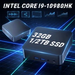 2026 Intel CORE I9-10980HK Mini PC Computer 16GB 32GB RAM 256GB 1/2TB SSD Portable Gaming Mini PC Windows 11 Pro Wifi 6 BT5.0 Office Study Desktop PC 4K