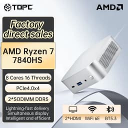 TOPC&Aittact Mini PC AMD Ryzen 7 7840HS R5 6600U 24GB 16GB LPDDR5 USB4 2xNVMe NUC Gamer Mini Computer Windows 11 WiFi6E