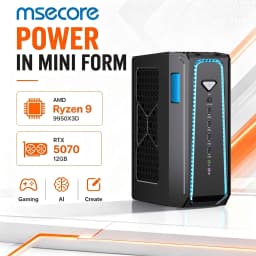 MSECORE Liquid Cooling Gaming PC AMD Ryzen 9 9950X3D RTX5070 Discrete Graphics DDR5 Dual M.2 NVMe SSD WiFi6E BT5.3 2.5G LAN 8K