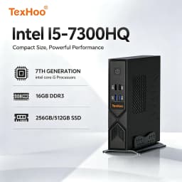 TexHoo MINI PC I5 7300HQ Procesador DDR3 16GB RAM 256GB/512GB SSD WIFI5 BT4.0 Portable Windows10 Desktop Computer 9 USB Ports