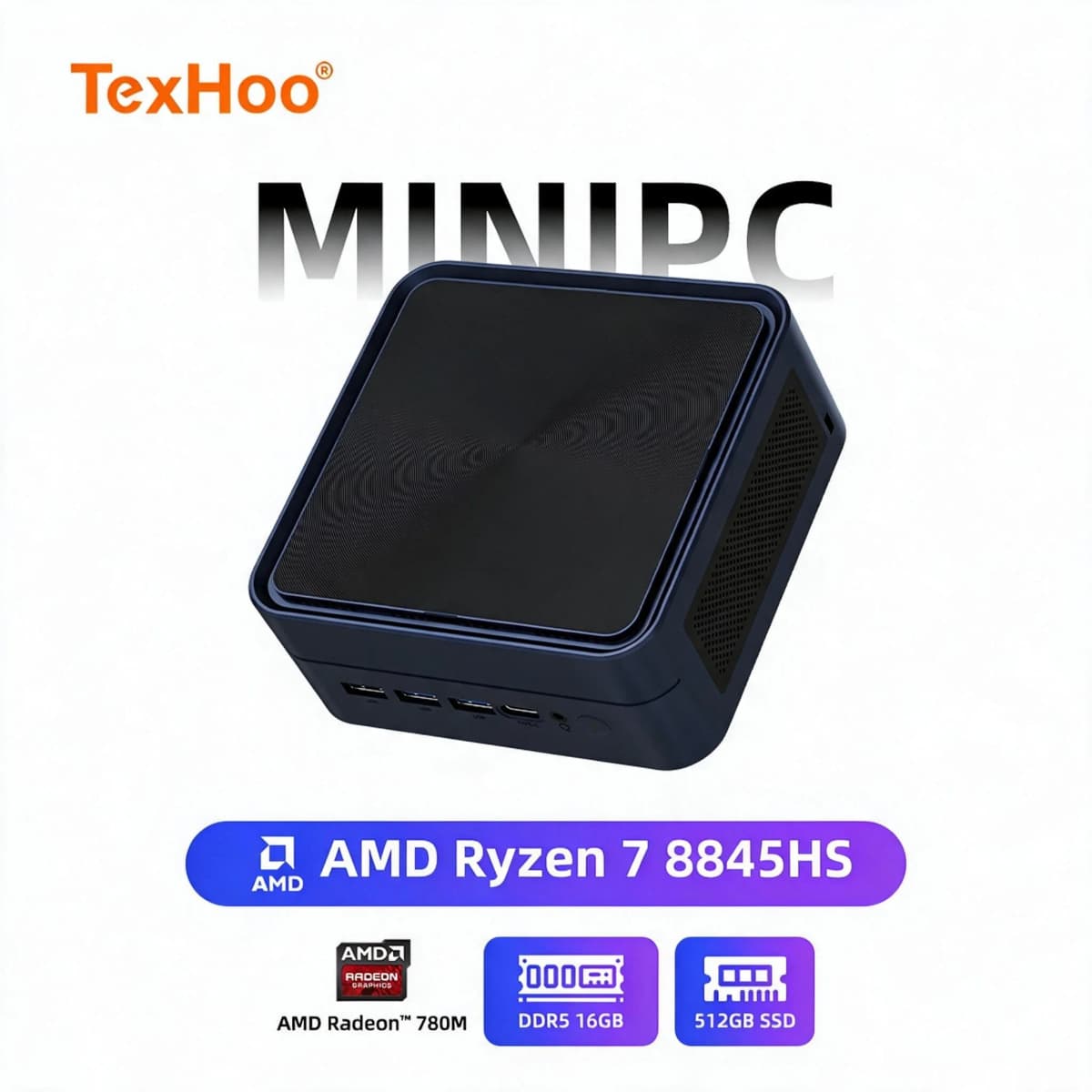 Texhoo AMD Ryzen7 8845HS 8745HS 7840HS 5.1GHz Gaming MINI PC 16GB DDR5 RAM 512G SSD WIFI6 BT5.2 Gaming PC Diy Gaming Computer