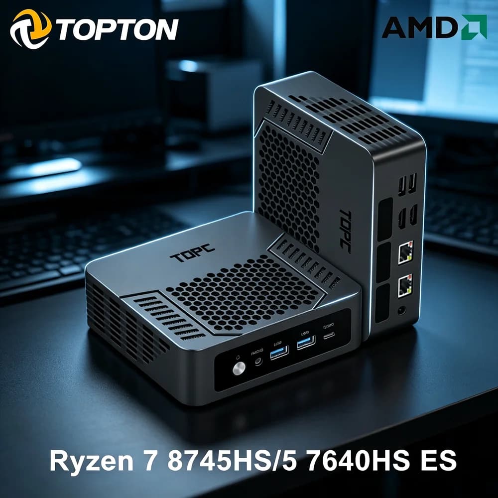 Topton Gaming Mini PC AMD Ryzen 7 8745HS R5 7640HS ES USB4.0 Dual LAN 2xDDR5 Windows 11 Pro Office Nuc Box Mini Computer