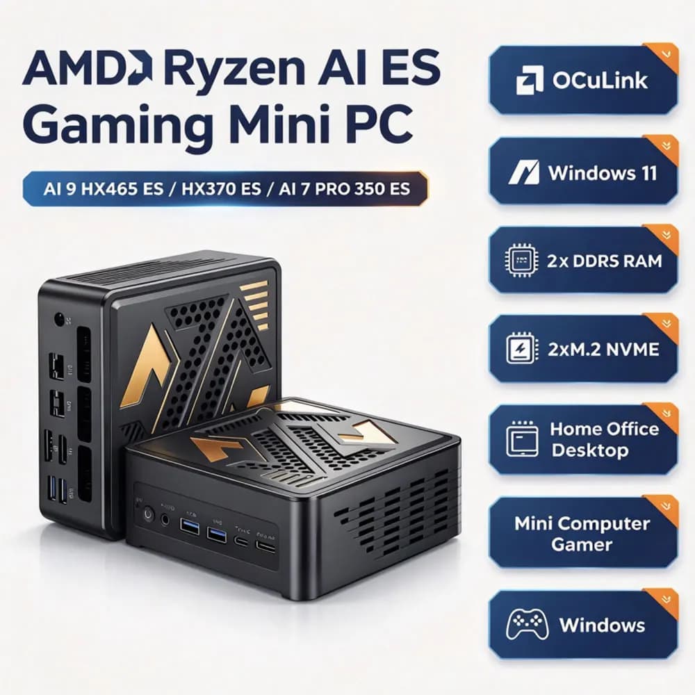 Gaming Mini PC OCuLink AMD Ryzen AI 9 HX 370 ES H 465 ES AI 7 PRO 350 ES AI 5 PRO 340 ES NUC Desktop Mini Computer Windows 11
