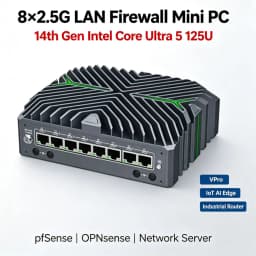 8x2.5G LAN Firewall Mini PC Intel Core Ultra 5 125U VPro IoT AI Edge Industrial Computer Network Server pfSense OPNsense Router