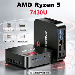 Mini PC AMD R5 7430U 16GB LPDDR4X 512GB M.2 SSD Windows11Pro WiFi Triple 4K Display Desktop Computer For Office Light Gaming