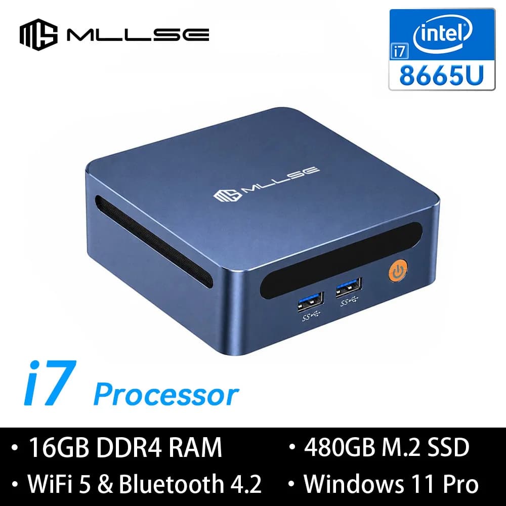 MLLSE NEW M4 Pro Mini PC Intel I7 8665U CPU 16G RAM 480GB ROM Compatible USB 3.2 Win11Pro Desktop Portable WiFi5 BT4.2