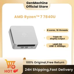 GenMachine Mini PC USB4 2.5G LAN Ryzen 7 7840U Windows 11 DDR5 24G 6400Mhz WIFI6 Mini Pc Gaming Computer Diy Gaming Computer