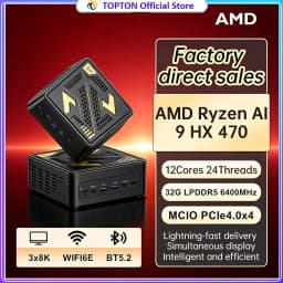 Topton Gamer Mini PC AMD Ryzen AI 9 HX 470 370 365 H 255 MCIO USB4 32G LPDDR5 2*2.5G LAN 2*PCIe Desktop Mini Computer Windows 11