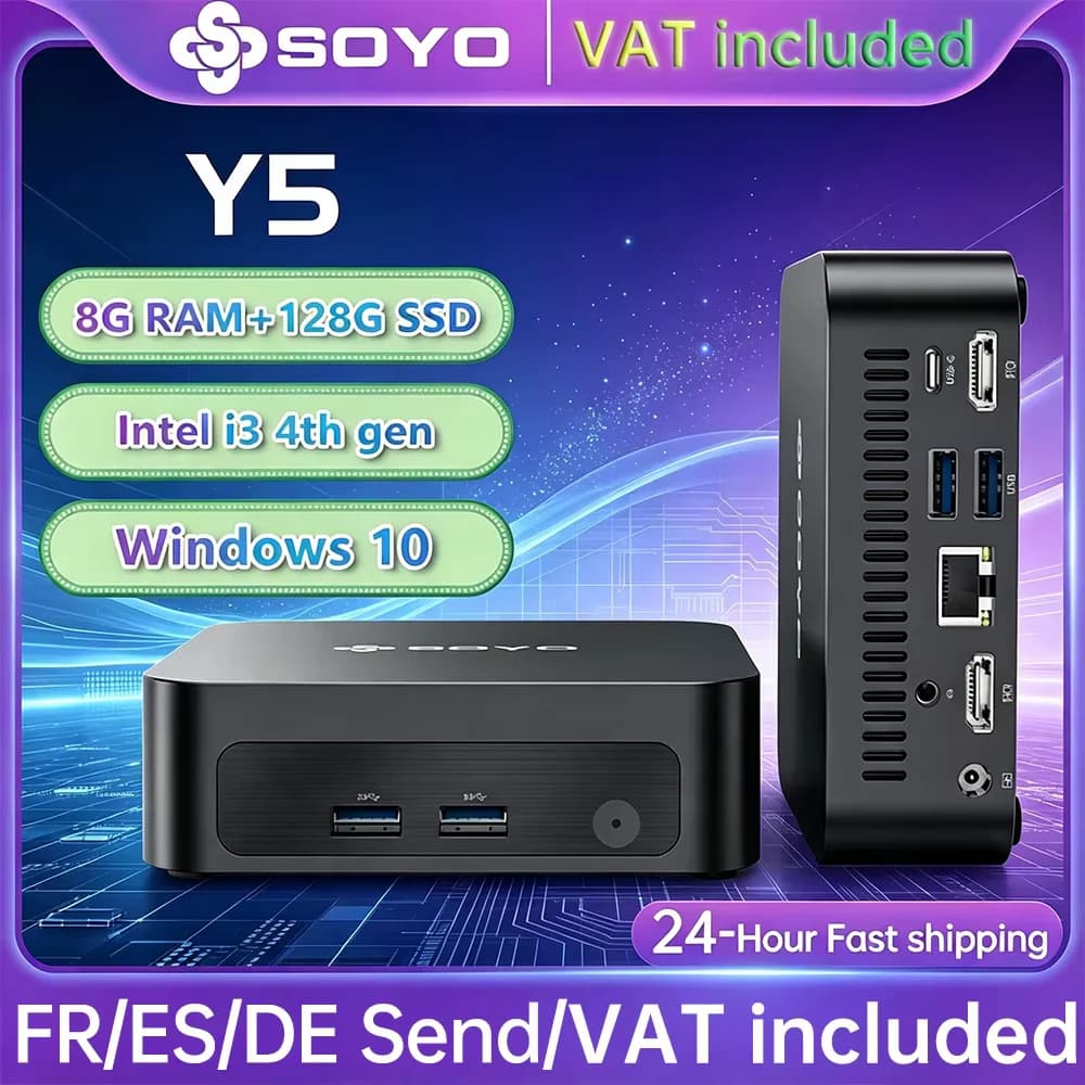 Soyo Mini Pc Y5 Intel I3 4Th 8Gb Ram 128Gb Rom Windows 10 Wifi Bt4.2 Desktop Computer