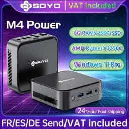Soyo Mini Pc M4 Power Amd Ryzen 3 3250C 8Gb Ddr4 256Gb M.2 Ssd Windows 11 Pro Compact Mini Desktop Dual HDMI Dp Rj45 Wifi Bt Usb3.0 Micro Host Home Office Business Entertainment Pc