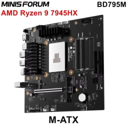 MINISFORUM BD795M M-ATX Gaming NAS Motherboard AMD Ryzen 9 7945HX 16C/32T 2*NVMe 2*DDR5 2*SATA3.0 2.5G LAN PCIe4.0 x16 Mini PC