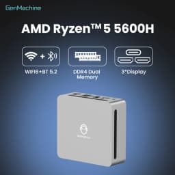 Mini PC 6C/12T Genmachine AMD Ryzen 4800U 5300U 5600H 5600U 45W TDP 4K@60Hz WiFi6, Ultra-Slim Diy Gaming Computer
