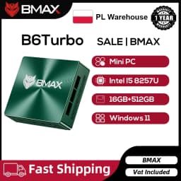 2026 New Model BMAX B6 Turbo MIni PC 16GB DDR4 (Up to 32GB) 512GB SSD (M.2 SSD Slots*2) Intel Core I5 8257U Processor Win11 Pro Dual SSD 4K Mini Desktop Computer