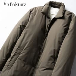 Winter Lapel Mid-length Cotton-padded Coat Fashion Men's Loose Casual High Street Overcoat Men Parkas Tops Male Clothes