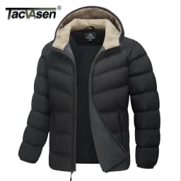 TACVASEN Mens Sherpa Lined Puffer Jacket Quilted Full-Zip Water Resistant Windproof OutShell Zippered Pockets Fleece Warm Coat