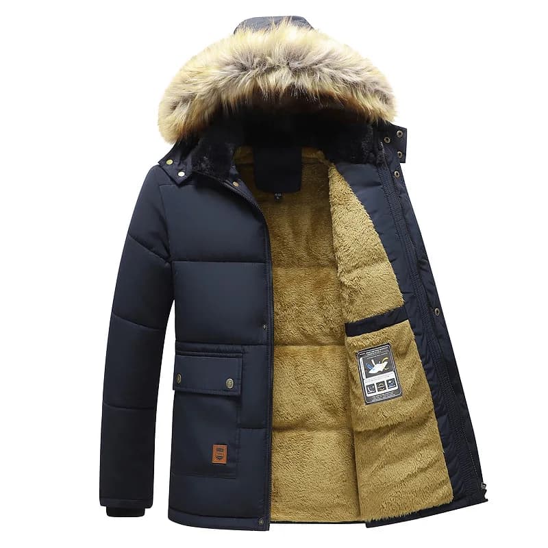 Thickened Coat Fashion Warm Thick Fleece Parkas Men Waterproof Hooded Parka Jacket Winter Men Casual Padded Parkas Warm Clothes
