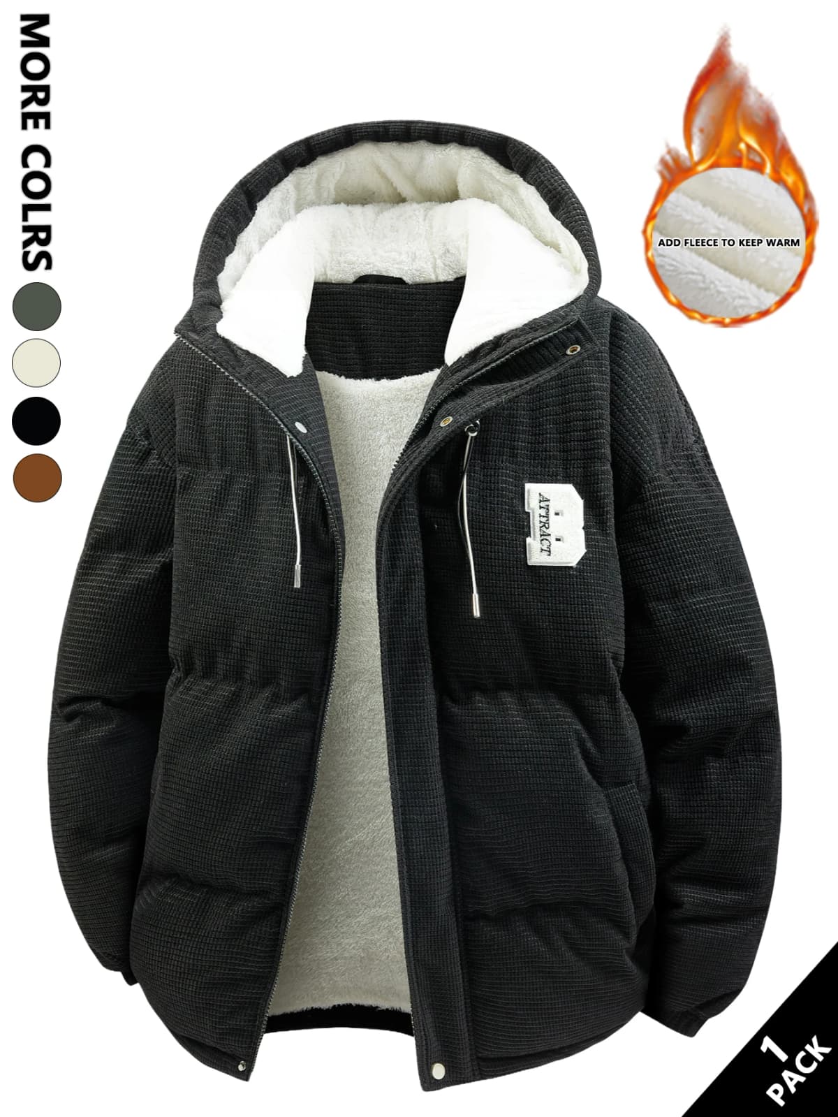 Men's Hooded Cotton Jacket Is Light and Warm Without Being Bulky. the Hood Adds Practicality and Is Suitable for Outdoor Light Activities, Warm-Up Exercises, Layering in Autumn and Winter, Daily Shopping, Friend Gatherings, and Short Trips