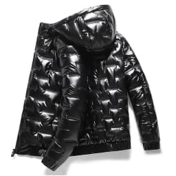 NONEAIR Mens Thick Warm Glossy Black Jackets Outwear Men's Clothings Winter Hooded Parkas Men Windbreaker Fashion Thermal Coats