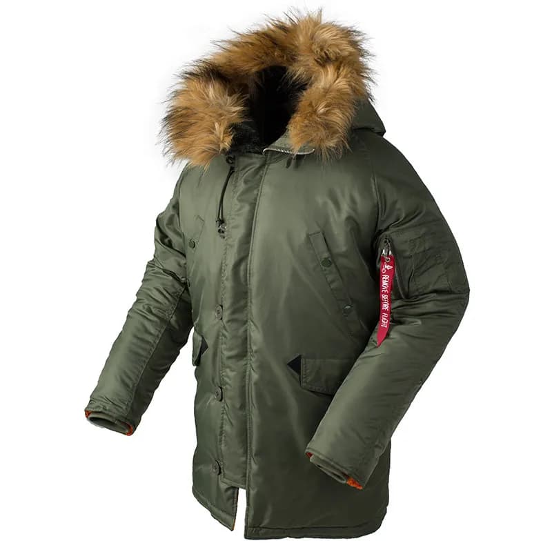 2024 Winter N3B USAF Waterproof Puffer Long Coat Military Fur Hood Warm Tactical Parka Army Thick US Air Force Parka for Men