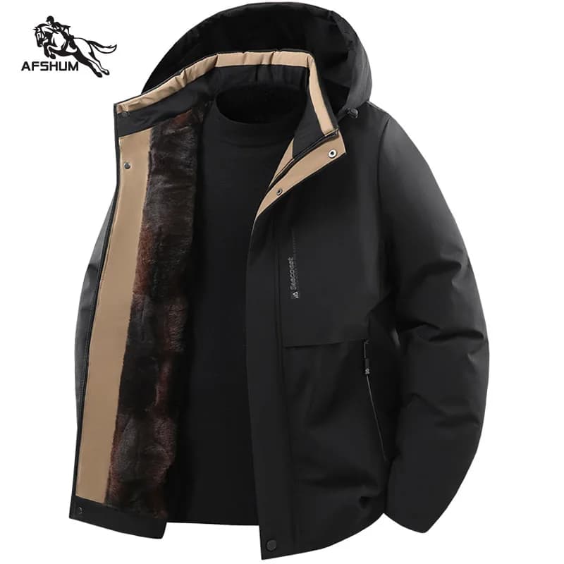 Men's Jacket Stand Collar Stamp Mens Parka Winter New Down Jacket Fleece Warm Jackets Men Business Leisure Coat Baseball Coats 2