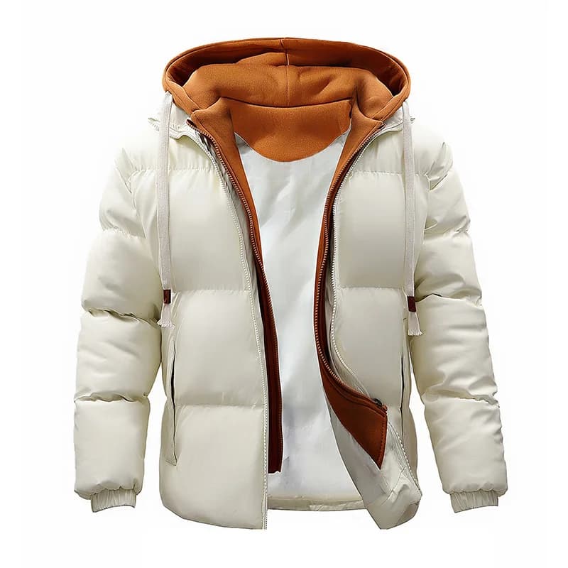 Fashion Solid Hooded Fleece Parkas Men Winter Thick Warm Parka Coat Men's Cotton Overcoat Warm Basic Style Casual Parkas