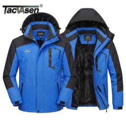TACVASEN Men's Ski Parka Jacket Waterproof Fleece Lined Insulated Thermal Snowboard Sports Work Winter Jacket with Detached Hood