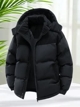 Men’s Winter Puffer Jacket Cotton Padded Warm Hooded Windbreaker Coat Outdoor Casual Thick Parka for Cold Weather Streetwear