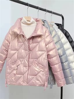 2025 New Glossy Down Cotton Jackets Women Winter Parkas Female Stand Collar Casual Warm Short Puffer Jacket Snow Outwear