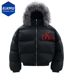 Men Winter Jackets Thicken Warm Parkas Fur Collar Coat Streetwear Harajuku Hip Hop Padded Jackets Outwear