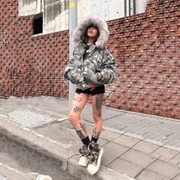Mens Jacket Washed Camouflage Raglan Sleeve Hooded Fur Collar Bomber Cotton Coat Winter Thick Warm Streetwear Harajuku Fashion