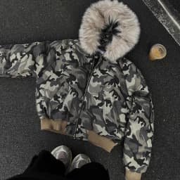 Mens Jacket Washed Camouflage Raglan Sleeve Hooded Fur Collar Bomber Cotton Coat Winter Thick Warm Streetwear Harajuku Fashion