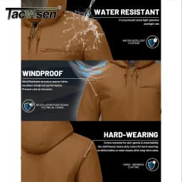 TACVASEN Men's Hooded Work Sherpa Insulated Jacket Winter Fleece Lined Duck Heavy Duty Canva Cotton Coat with Hoodie Waterproof